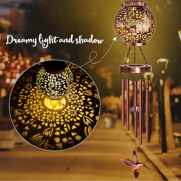 Wind Chimes for Outside, Windchimes Outdoors Hummingbird Solar Lantern - Picture 4 of 7